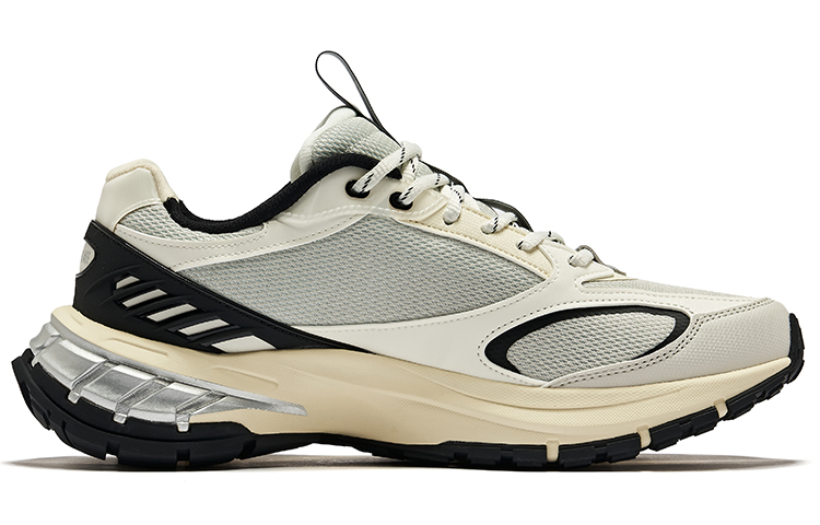 Erke Textile, Synthetic Leather Cushioning Abrasion Resistant Breathable Low top Casual Running Shoes Men’s Black White