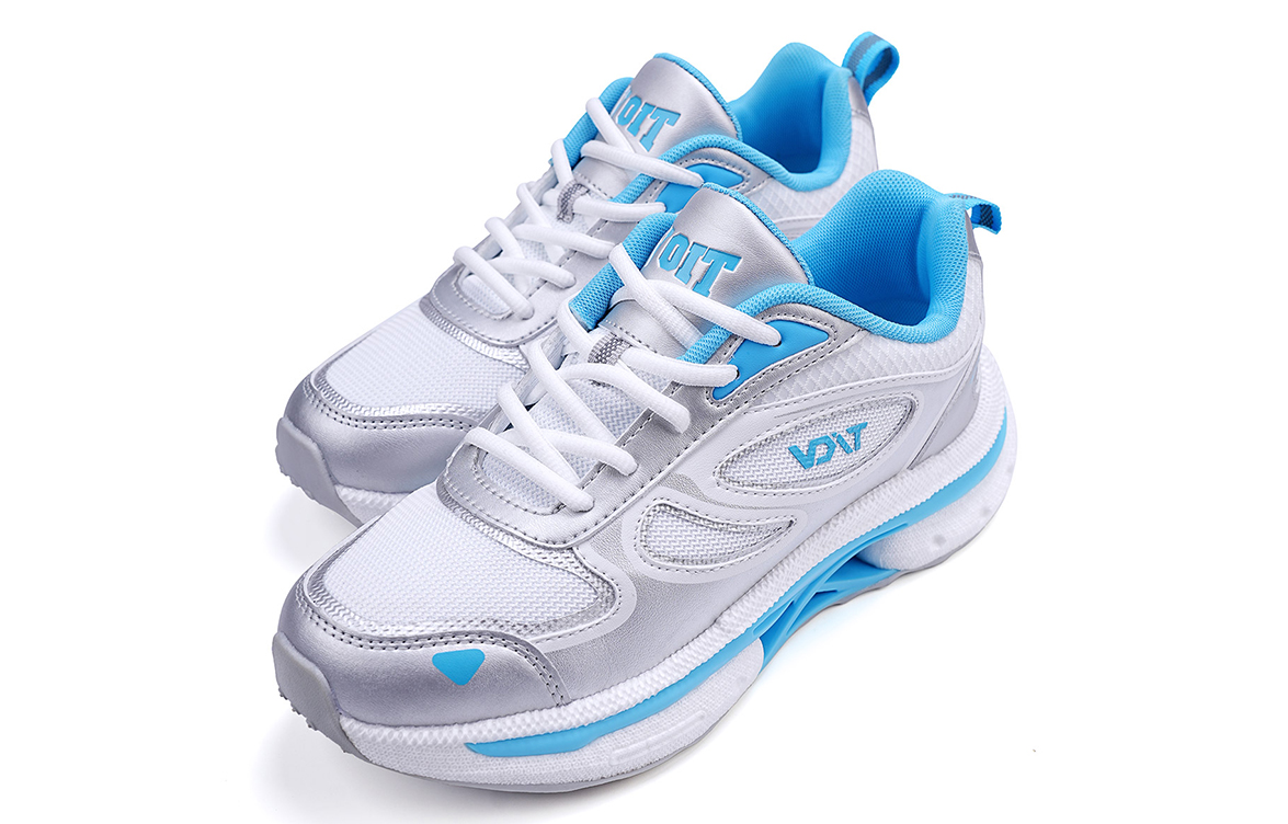 VOIT Cushioning Slip Resistant Coverage Low top Casual Sprint Running Shoes Unisex White Silver Blue