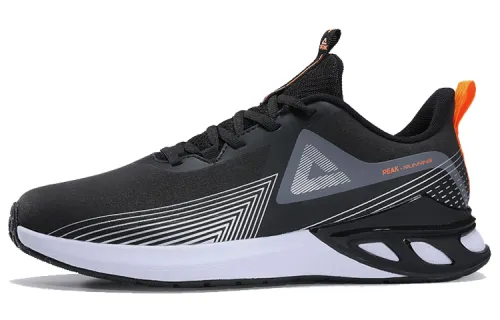 PEAK Leather Upper Cushioning Abrasion Resistant Breathable Slip Resistant Low top Running Shoes Men's Black White
