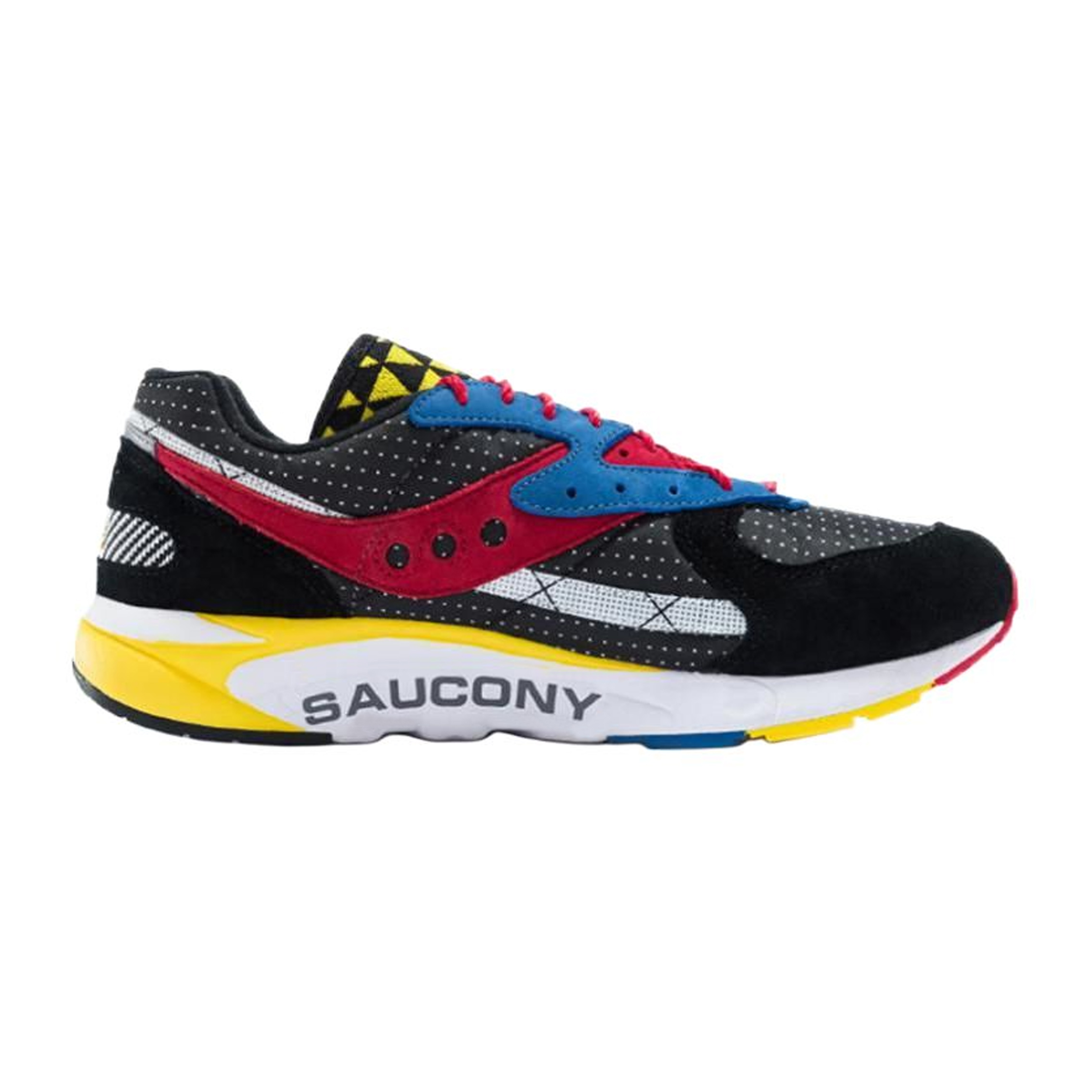 Saucony Aya Classic Vintage Fabric Cushioning Moisture Wicking Low top Running Shoes Men’s Black Yellow Red