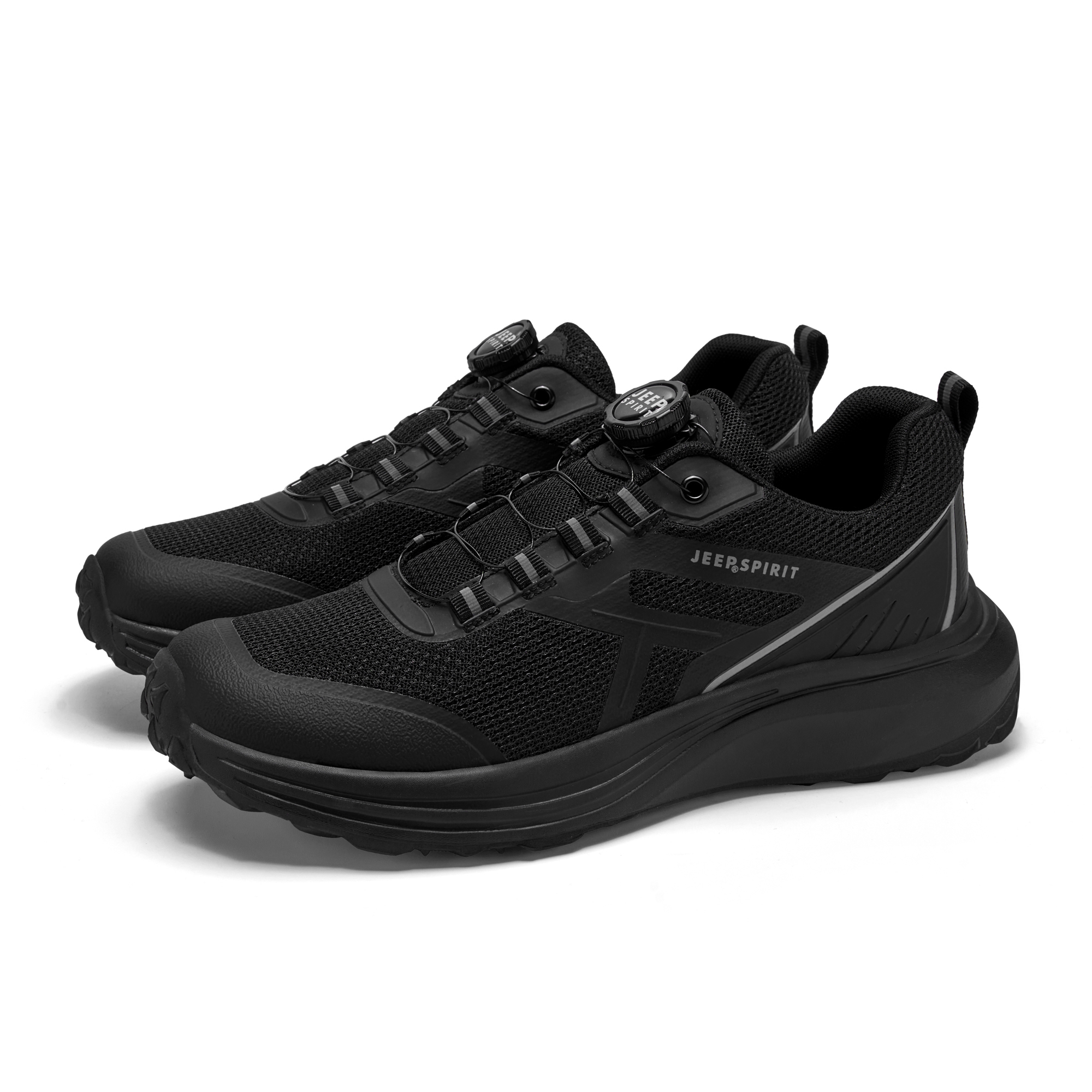 JEEP SPIRIT Cushioning Abrasion Resistant Breathable Lightweight Low top Running Shoes Men’s Graphite Black