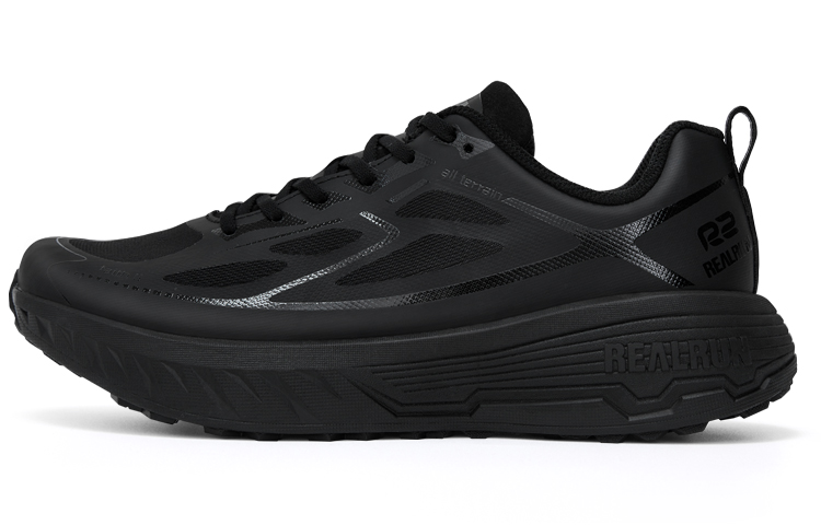 R2 REALRUN Trail Running Cushioning Slip Resistant Abrasion Resistant Low top Running Shoes Unisex Black