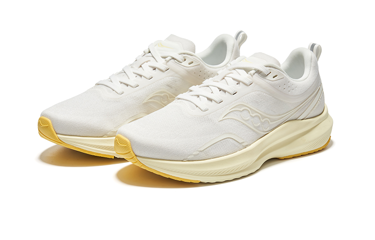 Saucony Humming Hummingbird 3 Slip Resistant Abrasion Resistant Low top Running Shoes Women’s White Yellow
