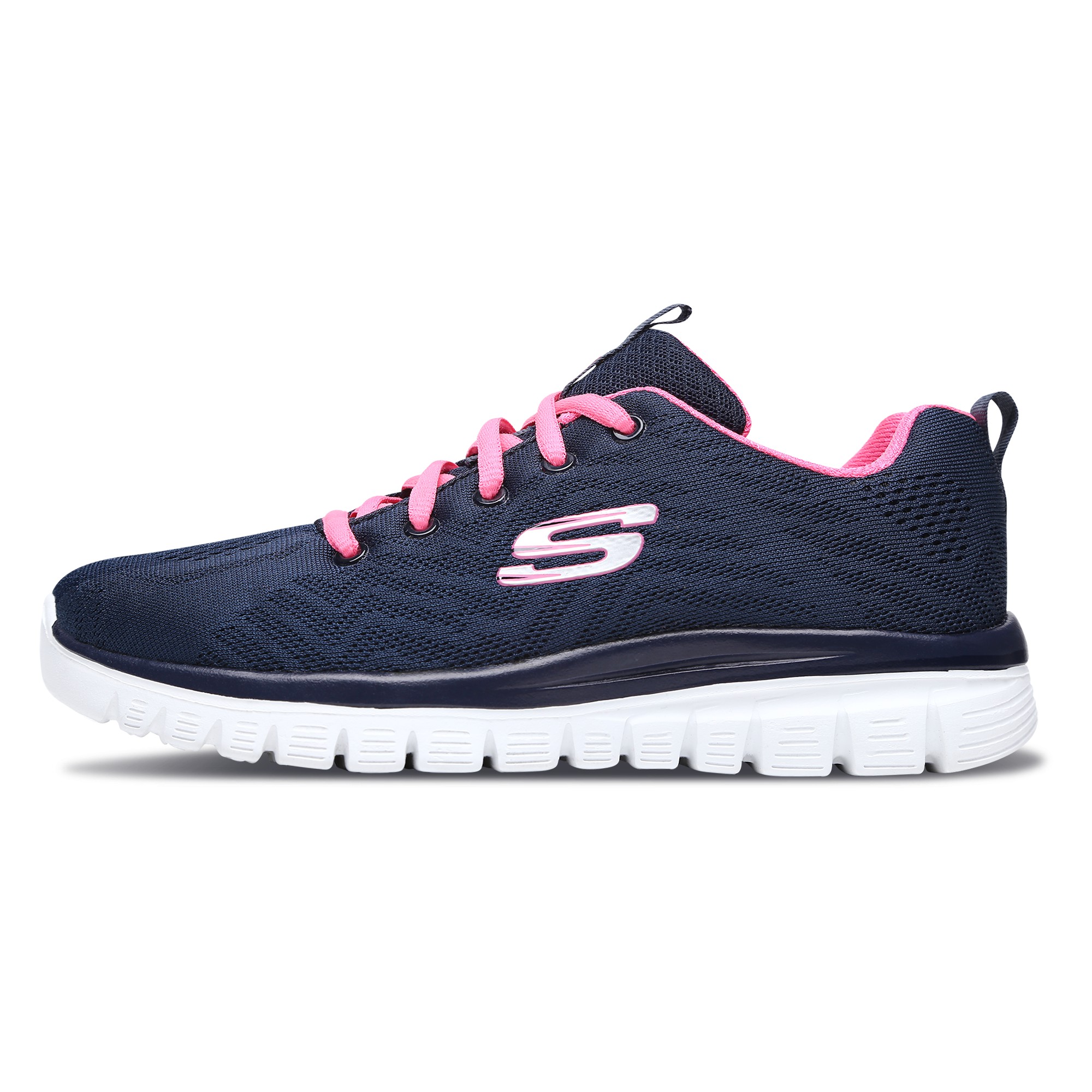 Женские кроссовки Skechers Graceful lGetConnected (сине-бело-розовые)