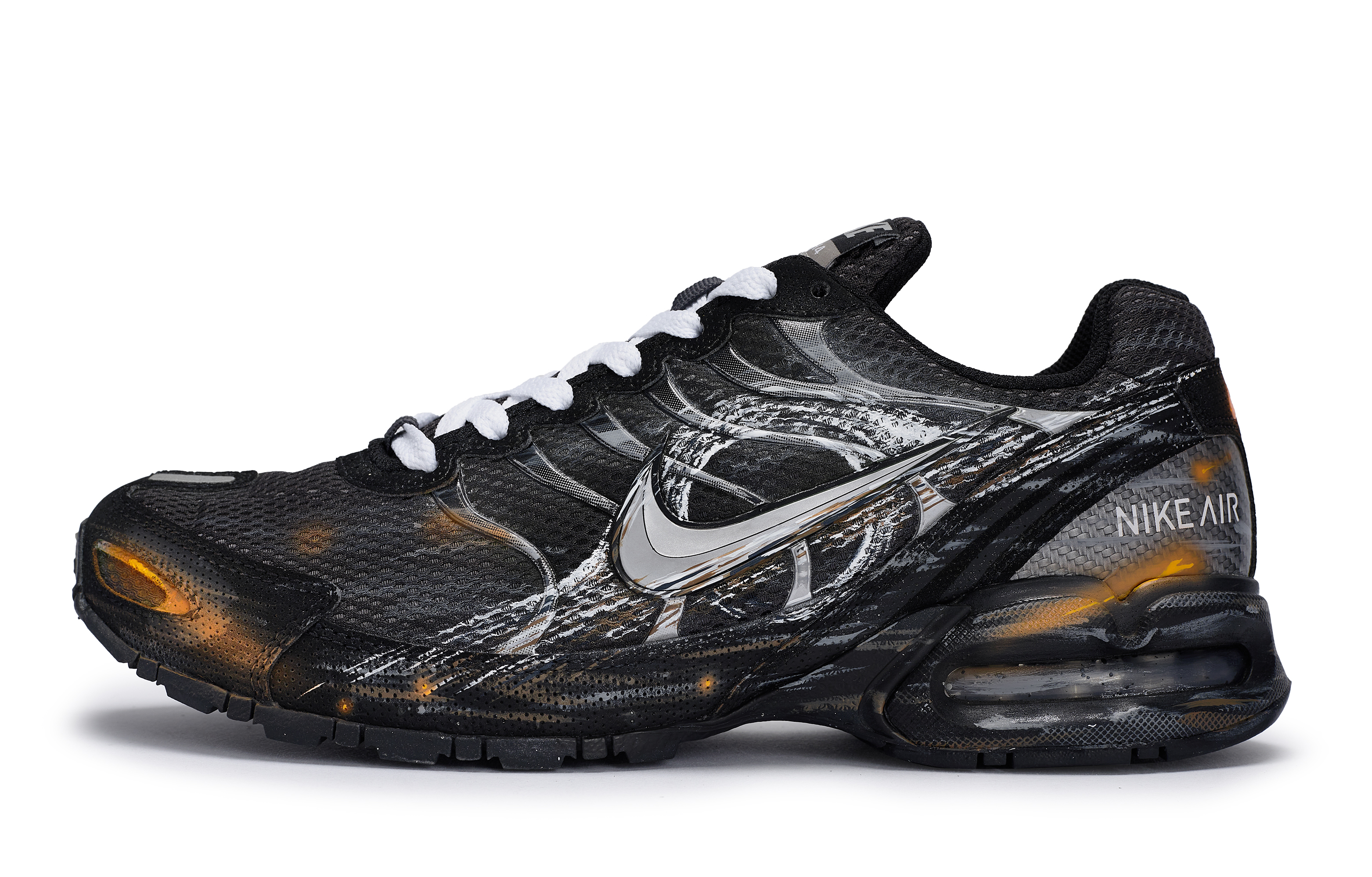 Nike Air Max Torch 4 Cushioning Slip Resistant Abrasion Resistant Low top Running Shoes Men’s Black White Silver Orange
