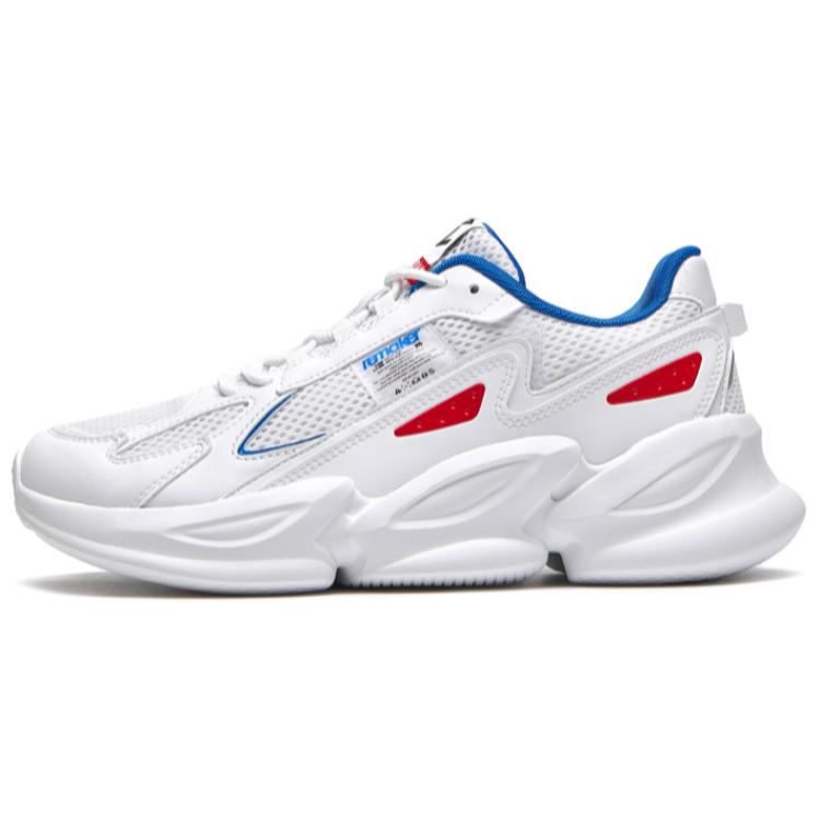 QIAODAN Comfortable Slip Resistant Abrasion Resistant Low top Running Shoes Men’s White Blue Red
