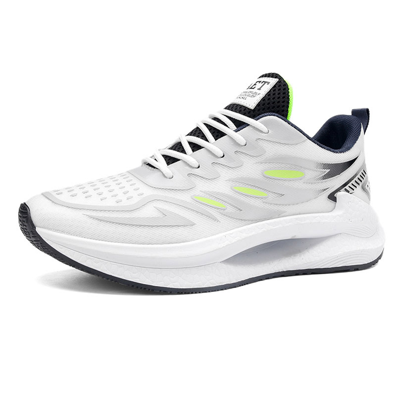MEKY Slip Resistant, Abrasion Resistant, Breathable Low top Running Shoes Men’s White Gray Green