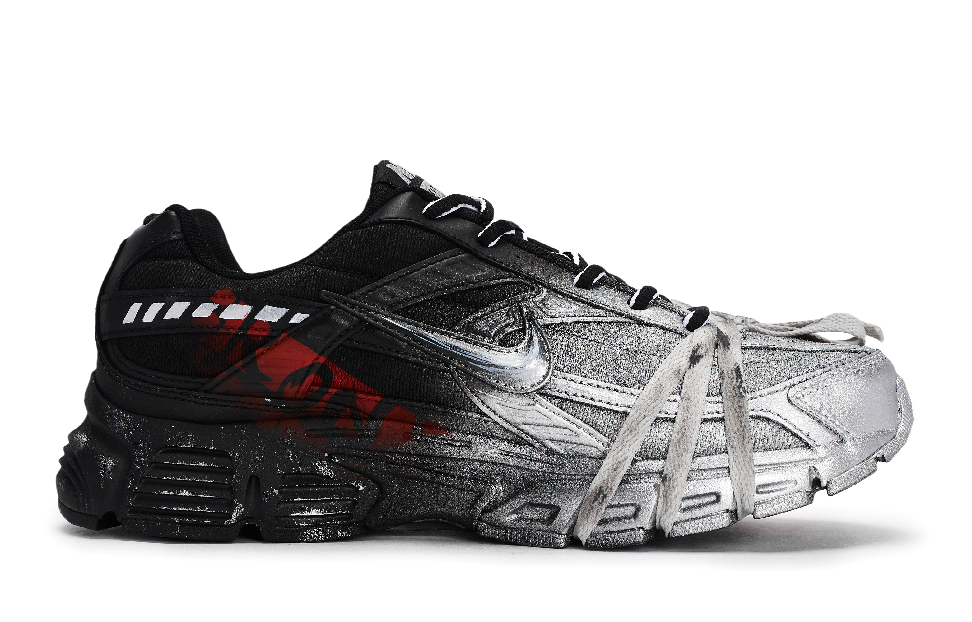 Nike Initiator Slip Resistant Abrasion Resistant Low top Running Shoes Men’s Black Red Silver
