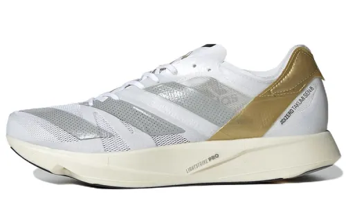 Adidas Adizero Takumi Sen 8 racing lightweight fabric shock-absorbing non-slip wear-resistant breathable lightweight low-top carbon plate running shoes men and women same style platinum