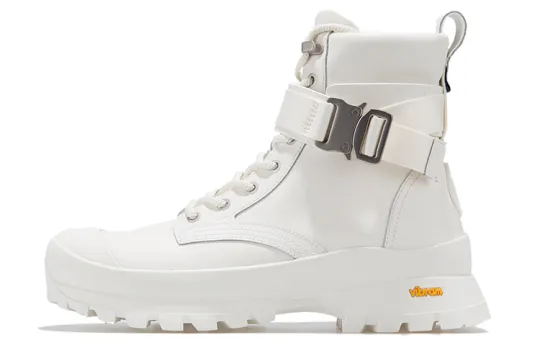 Palladium Pampa Leather Abrasion Resistant Height Increasing Slip Resistant Short Outdoor Boots Unisex White