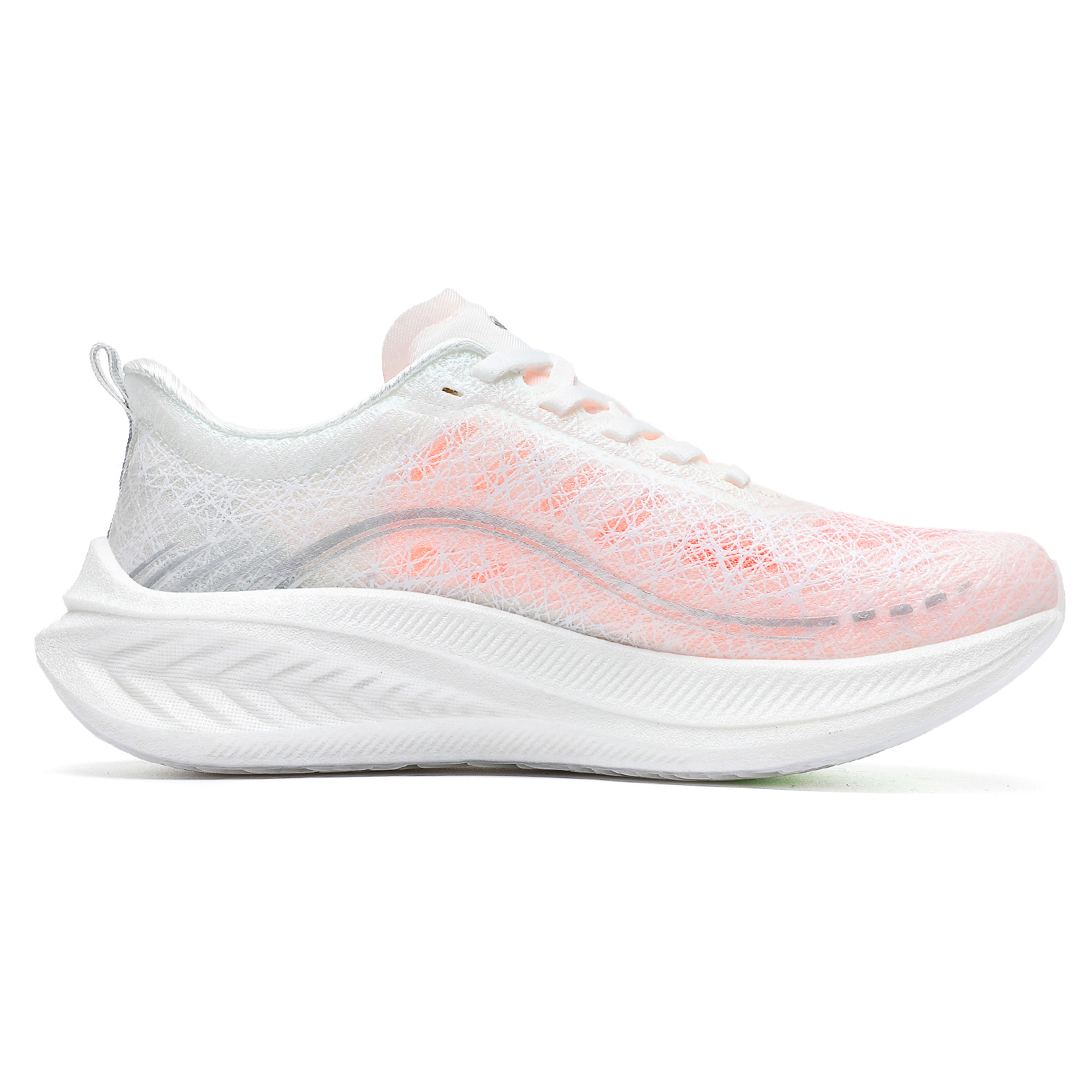 TREEPERI Breathable Coverage Balance Low-Top Carbon Board Marathon Running Shoes Men’s Silver Light White