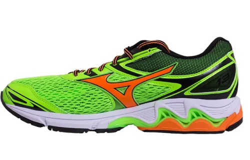 Mizuno Wave Inspire 13 Slip Resistant Abrasion Resistant Low top Running Shoes Green Orange