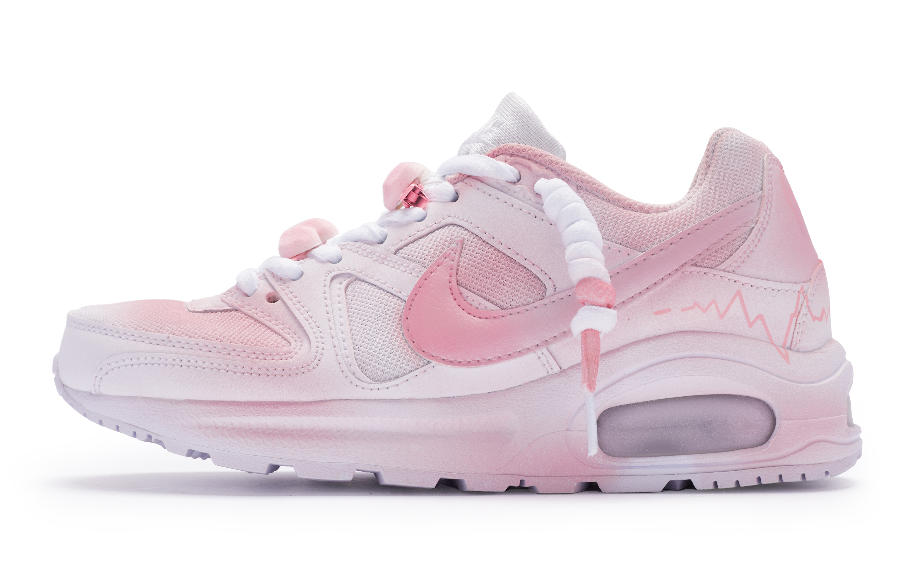 Nike Air Max Command Fabric Low top Running Shoes GS White Pink