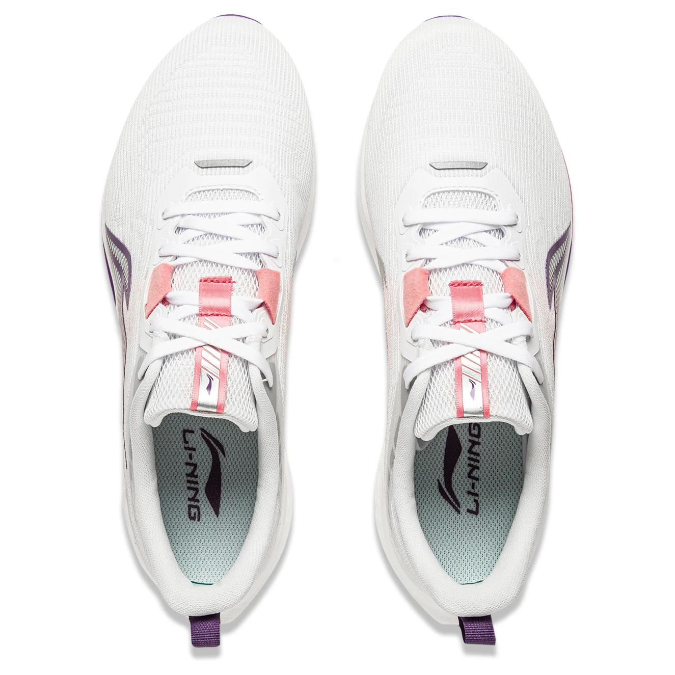 Li Ning Slip Resistant, Abrasion Resistant, Breathable Low top Casual Running Shoes Women’s White Purple