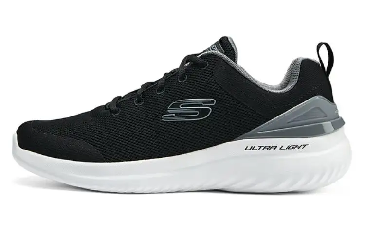 Skechers Fabric Low top Casual Running Shoes Men's Black White