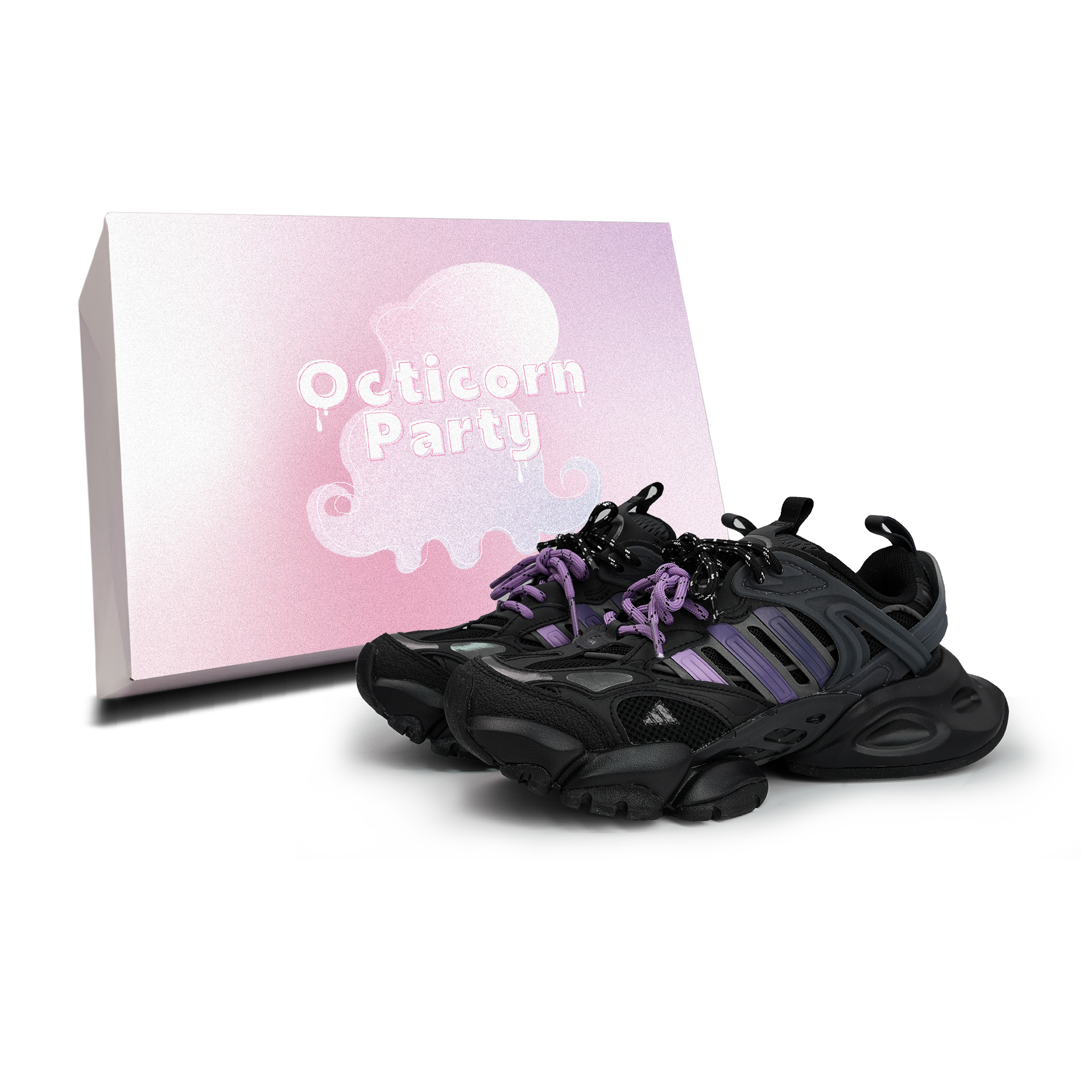 Adidas XLG RUNNER DELUXE Abrasion Resistant Slip Resistant Low top Running Shoes Unisex Black Purple