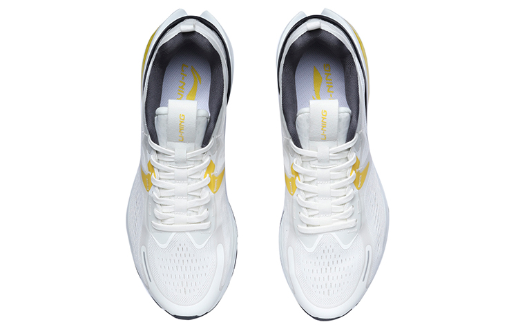 Li Ning Cushioning Slip Resistant Abrasion Resistant Low top Running Shoes Unisex Gray Yellow