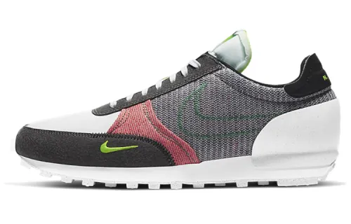 Nike Daybreak Type waffle shoes, round toe lace-up, low-top running shoes, same style for men and women, gray red and white