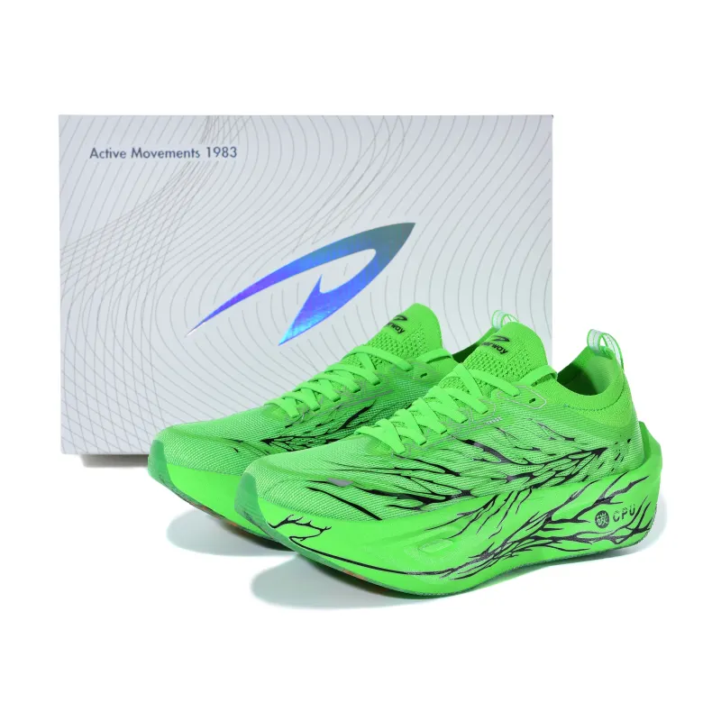 DEERWAY Delhui Mengjiang 1.0 luminous running shoes, supercritical high-rebound propulsion technology, full-length gold carbon plate, shock-absorbing, non-slip, wear-resistant and breathable, low-top track and field physical examination, long-distance running training, marathon running shoes, same style for men and women