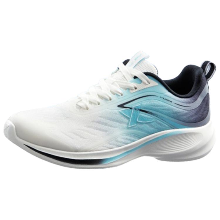 XTEP Cushioning Slip Resistant Breathable Lightweight Low top Running Shoes Men’s White Blue Black