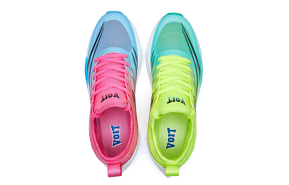 VOIT Cushioning Slip Resistant Low top Carbon Plate Training Marathon Running Shoes Unisex Left Rose Red Mismatched