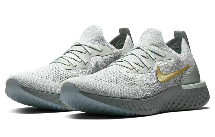 Женские кроссовки Nike Epic React Flyknit (серебристо-белые) — Серебристыйбелый — фото 3