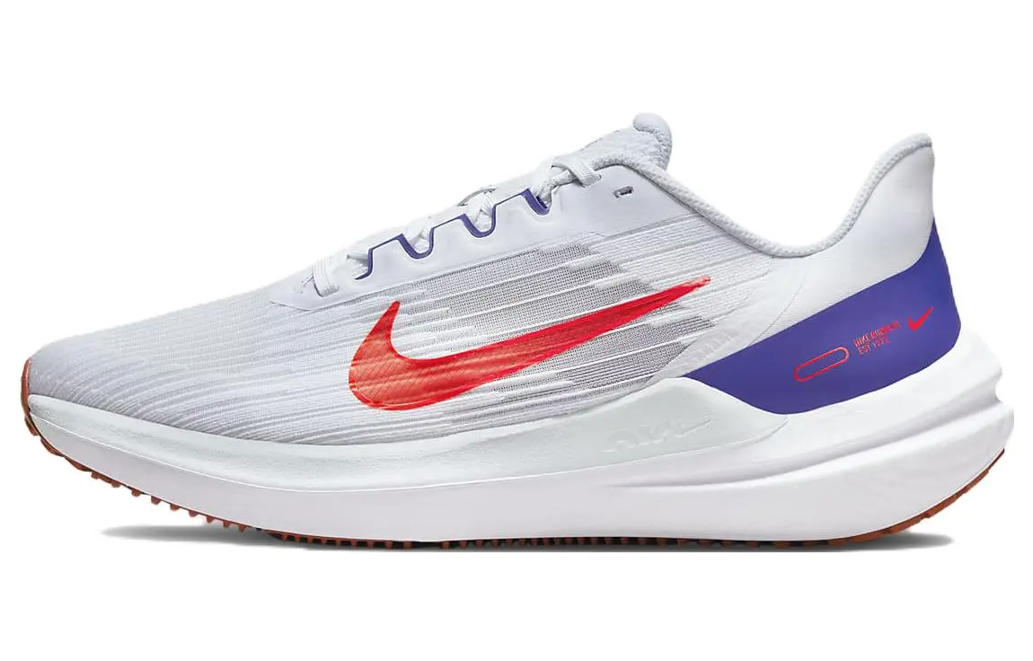 Nike Winflo 9 Abrasion Resistant Breathable Low top Casual Training Running Shoes Men's White Red Blue