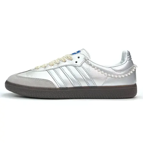 Adidas Originals SAMBA OG Slip Resistant Abrasion Resistant Low top Skateboard Shoes Unisex Silver White