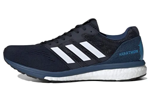 Adidas Adizero Boston 7 Comfortable Fabric Abrasion Resistant Low top Running Shoes Women's Black Blue