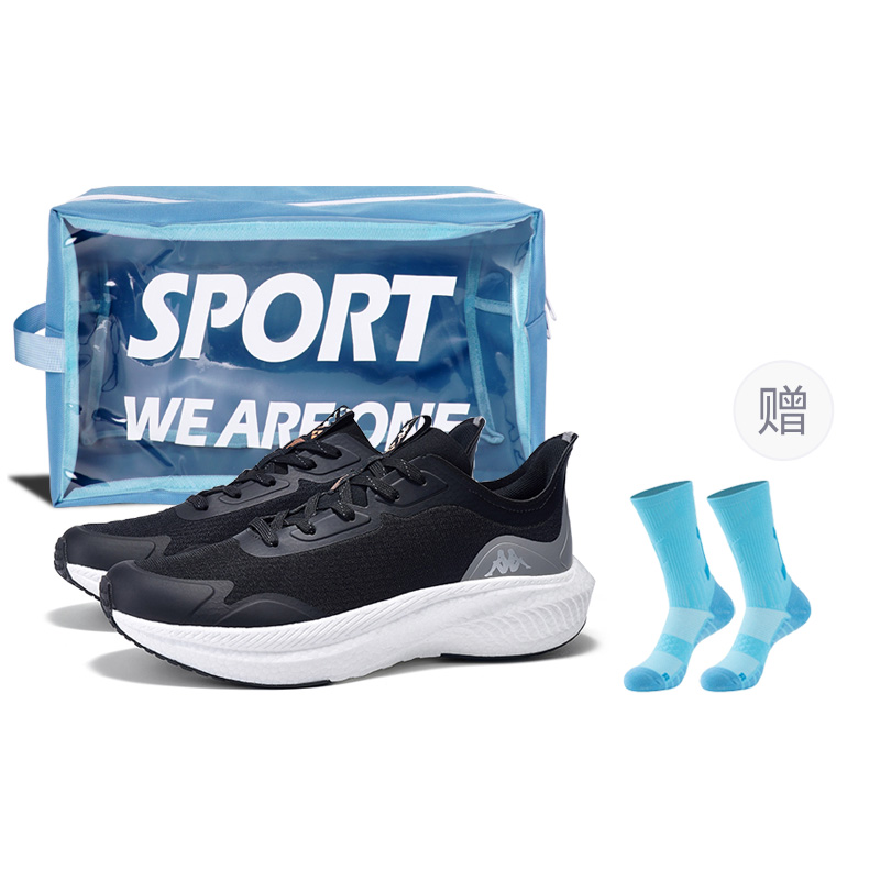 Kappa Cloud Path Fabric Breathable Low top Casual Running Shoes Unisex Black