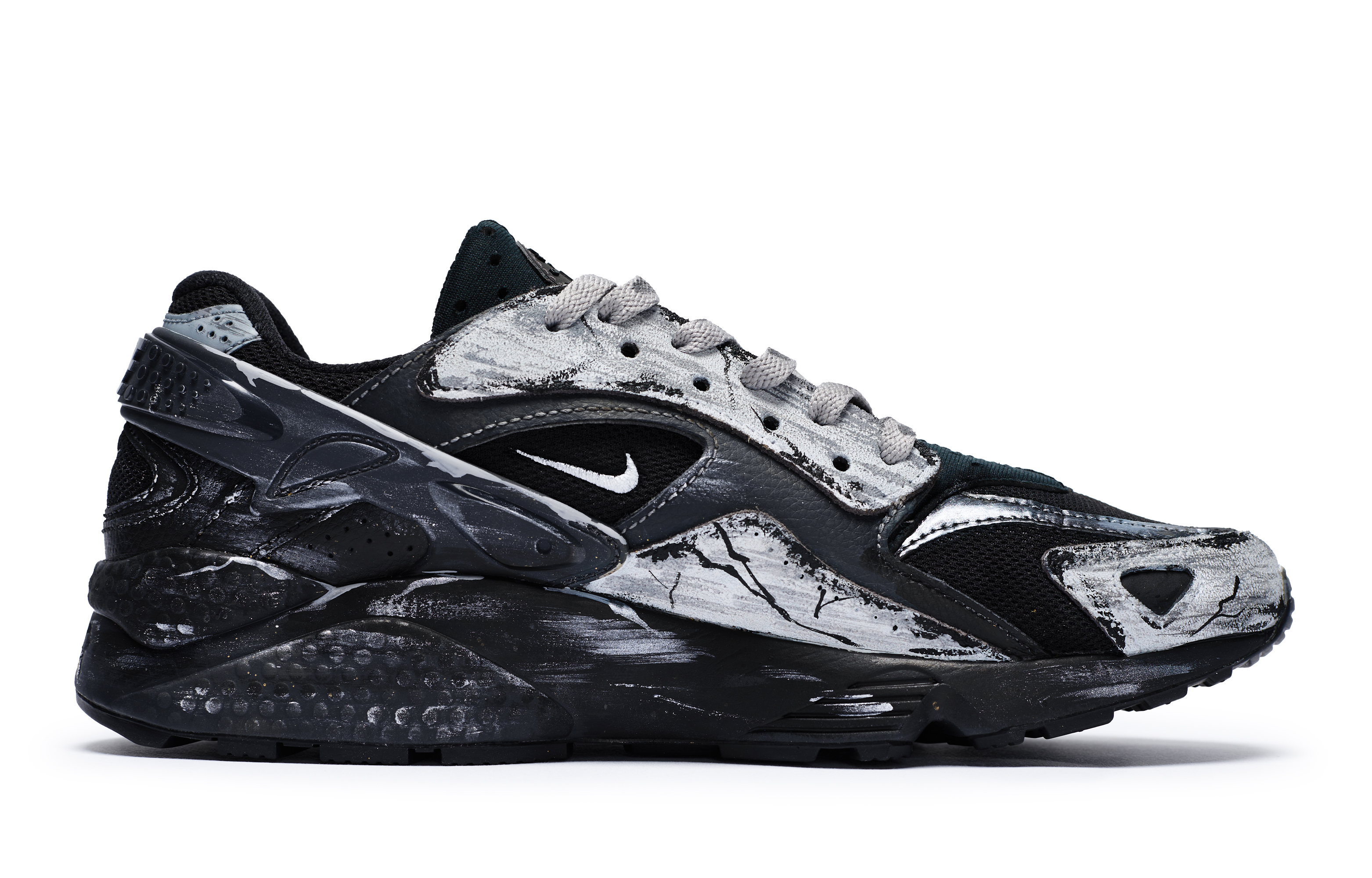 Nike Air Huarache Cushioning Abrasion Resistant Low top Running Shoes Unisex Black Gray