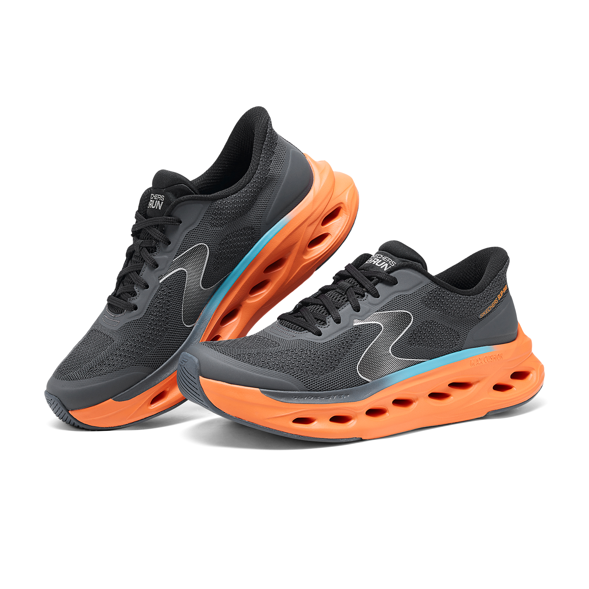 Skechers MEN’S GO Comfortable Slip Resistant Abrasion Resistant Low top Casual Running Shoes Men’s Black Orange