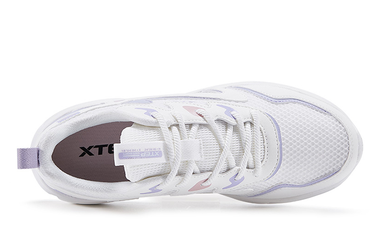 XTEP Cushioning Slip Resistant Abrasion Resistant Breathable Lightweight Low top Running Shoes Women's White Cyan Pink