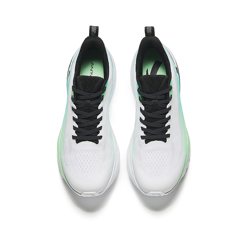 Anta Lightweight Fabric Cushioning Slip Resistant Low top Casual Running Shoes Men’s White Green