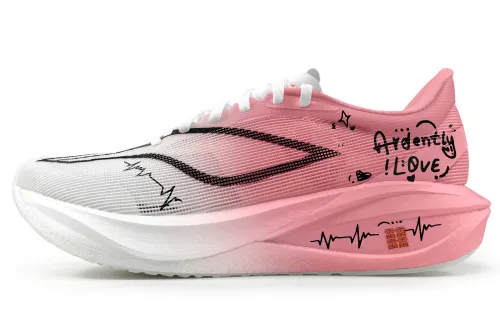 Li Ning Feidian 5 Challenger Cushioning Slip Resistant Rebound Low top Casual Running Shoes Men's White Pink Black