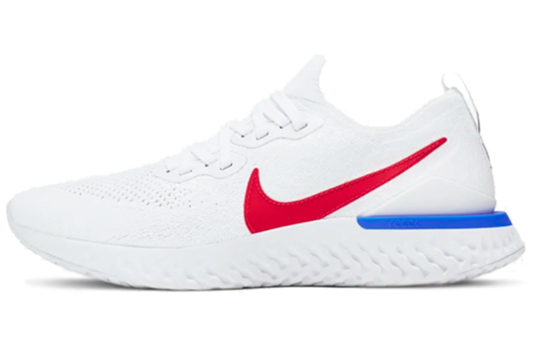 Nike Epic React Flyknit 2 cushioning foam anti-slip lightweight low-top casual running shoes men's white and red