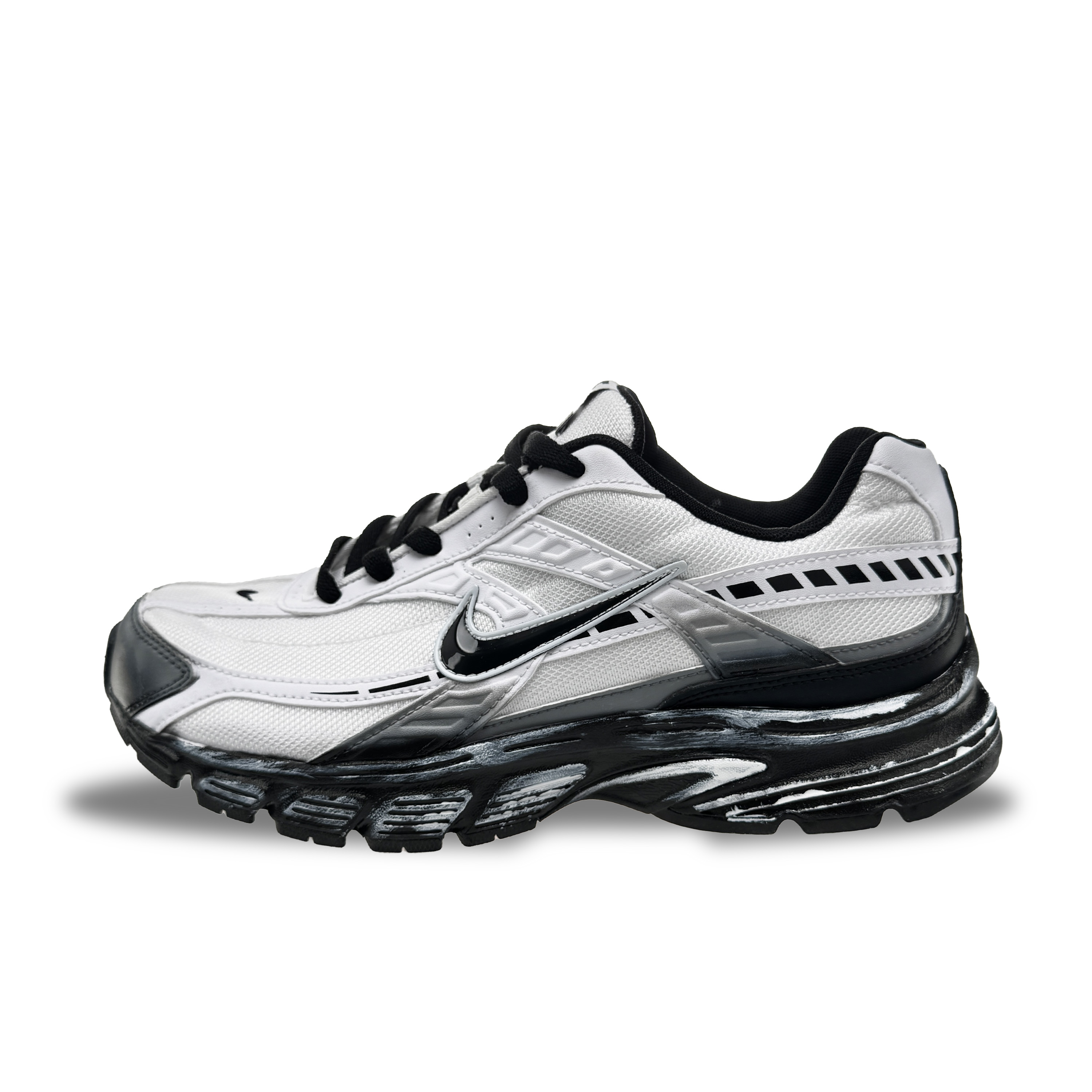 Nike Initiator Abrasion Resistant Coverage Low top Casual City Commuting Running Shoes Unisex Black White