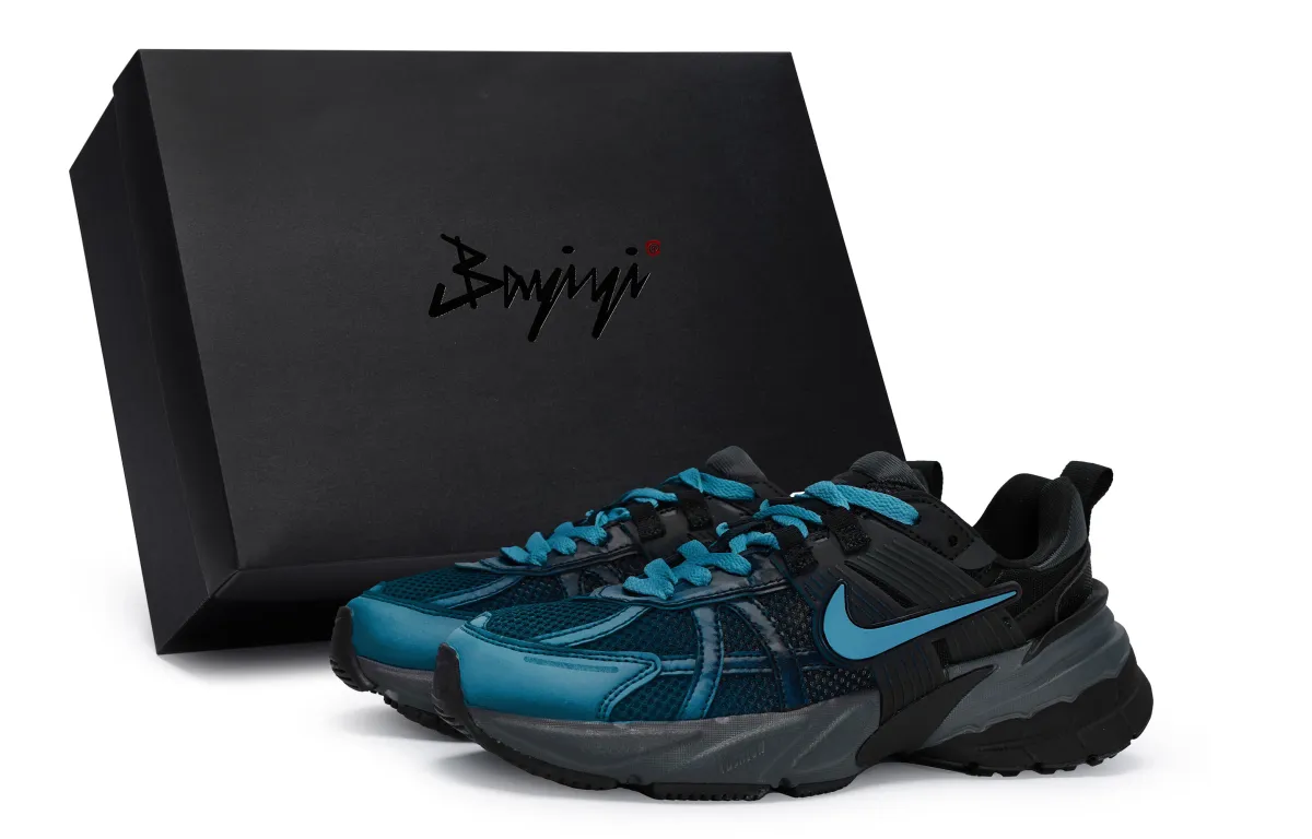 Nike V2K Run Abrasion Resistant Abrasion Resistant Low top Casual Running Shoes Women's Black Lake Blue