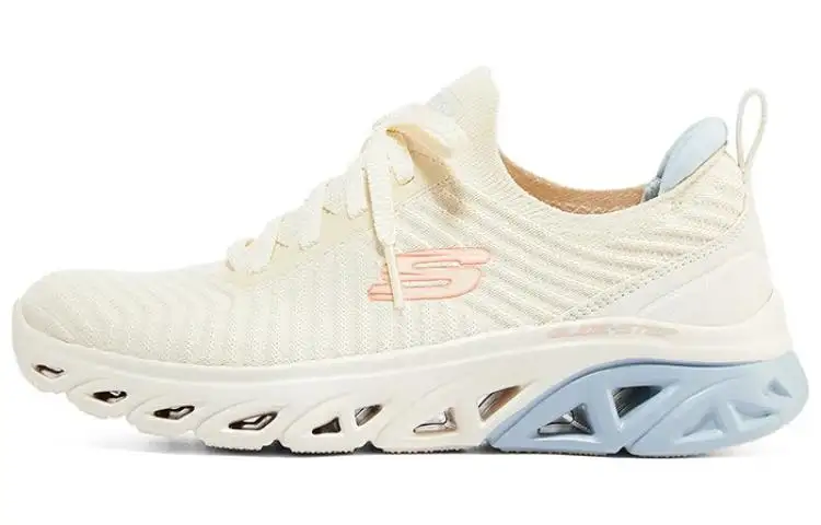 Skechers Glide step Sport Comfortable Low top Running Shoes Women's Beige White Blue