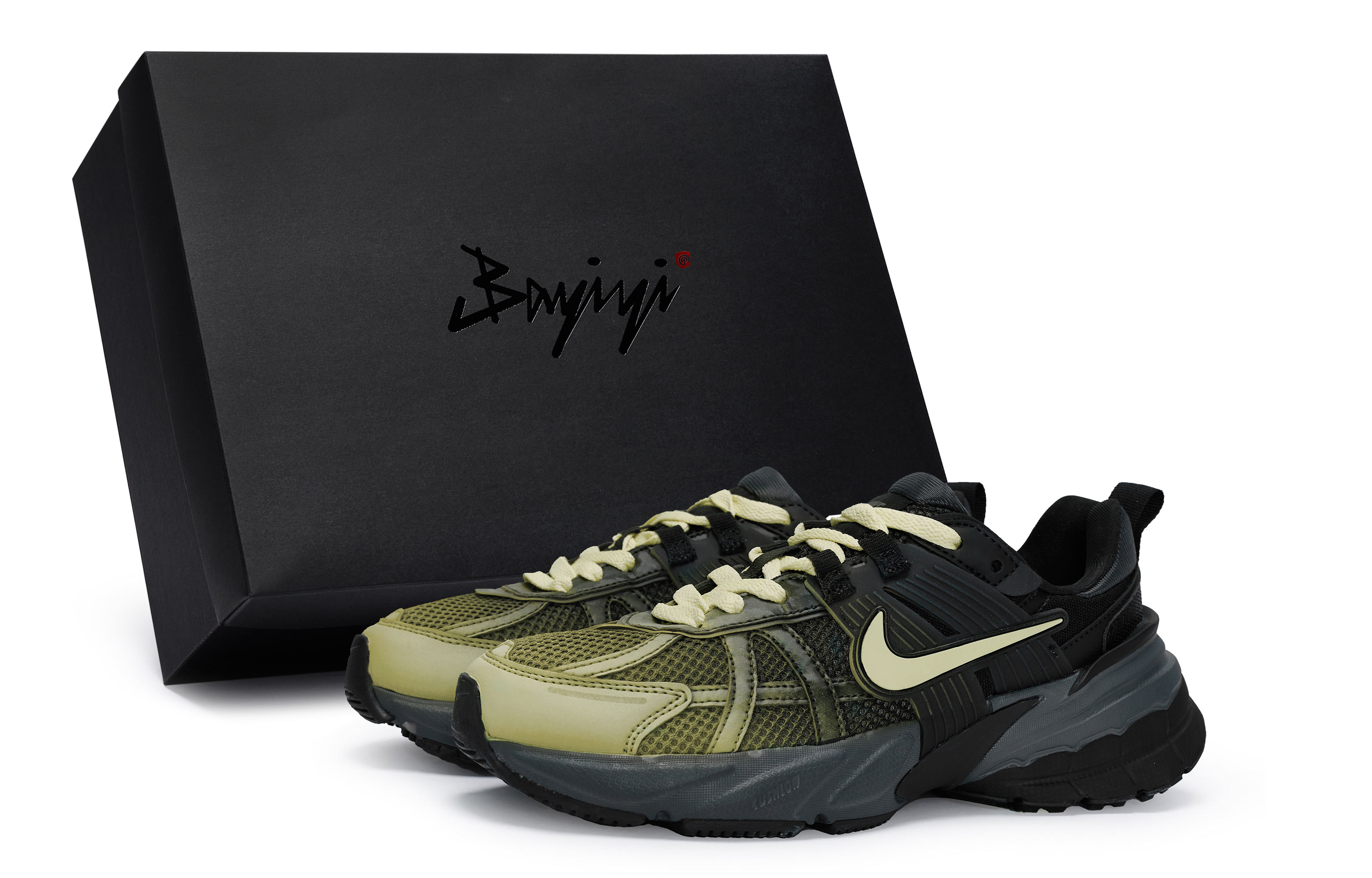 Nike V2K Run Cushioning Abrasion Resistant Cushioning, Wear Resistant Low top Running Shoes Women’s Black Rice Yellow