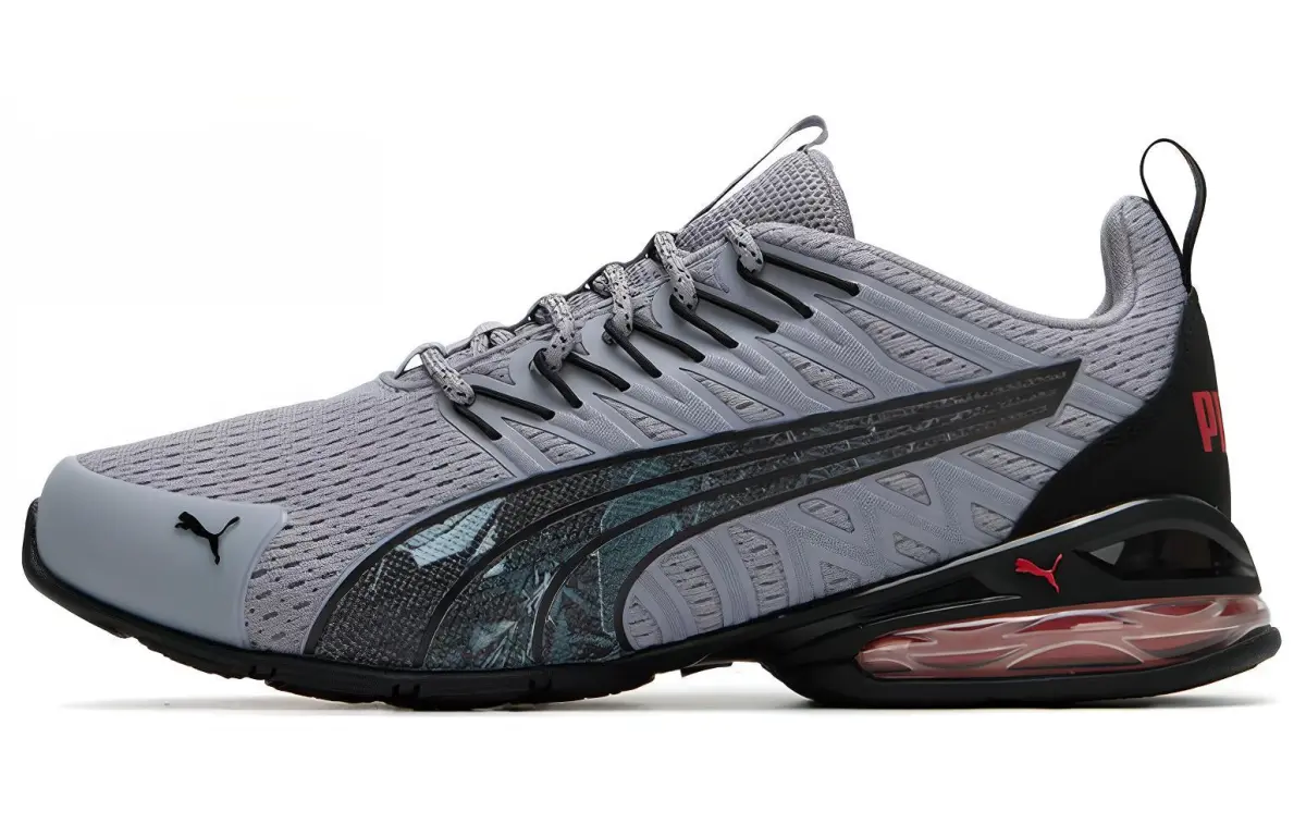 PUMA Voltaic Evo Fabric Breathable Lightweight Low top Casual Running Shoes Unisex Gray Black Red