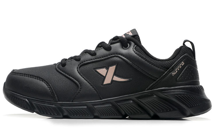 XTEP Synthetic Leather Waterproof And Lightweight Low top Running Shoes Women’s Black Gold