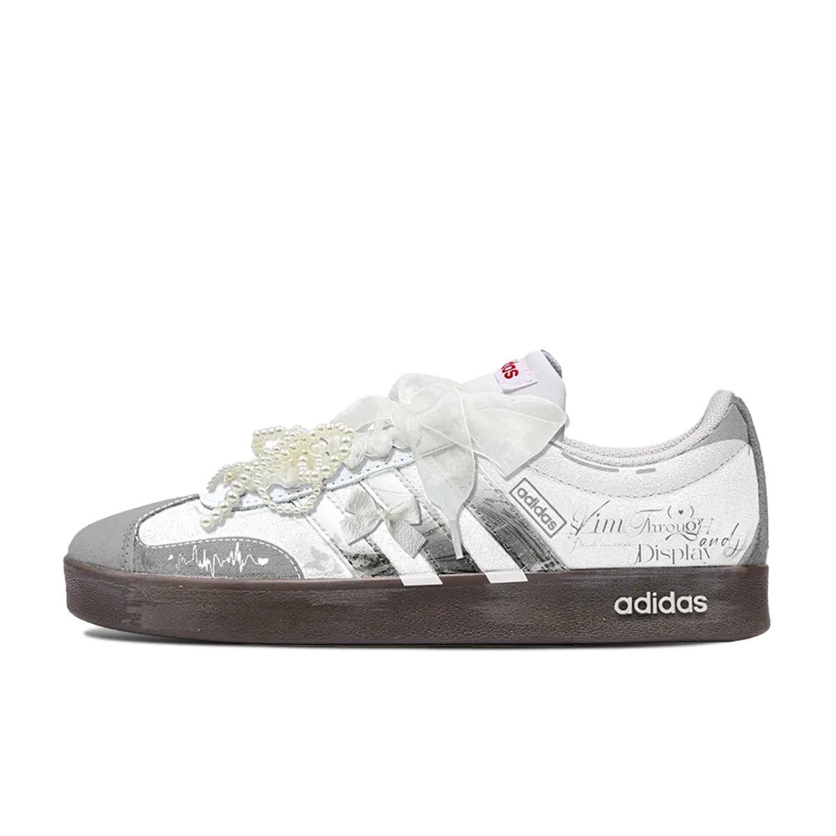 Adidas VL COURT 2.0 Evening Butterfly Abrasion Resistant Abrasion Resistant Low top Skateboard Shoes Unisex White