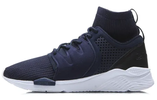 LiNing Shock Absorbers Slip Resistant, Abrasion Resistant, Breathable High Top Running Shoes Unisex Blue
