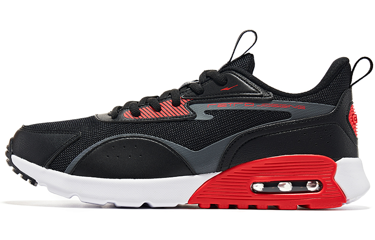 Erke Slip Resistant Abrasion Resistant Low top Running Shoes Men’s Black Gray Red
