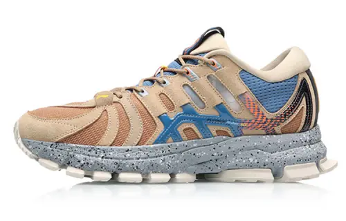 Li Ning Furious Rider Runner Lace Up Non slip Lightweight Low top Running Shoes Women's Incense Apricot