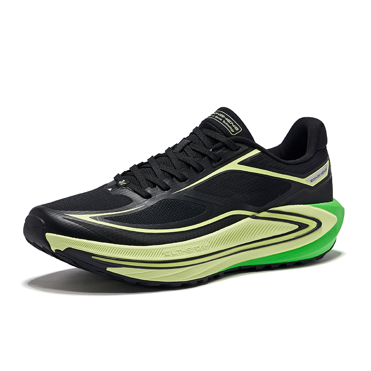 Erke Cushioning Slip Resistant Rebound Low top Casual Running Shoes Men’s Jet Black Sprout Green