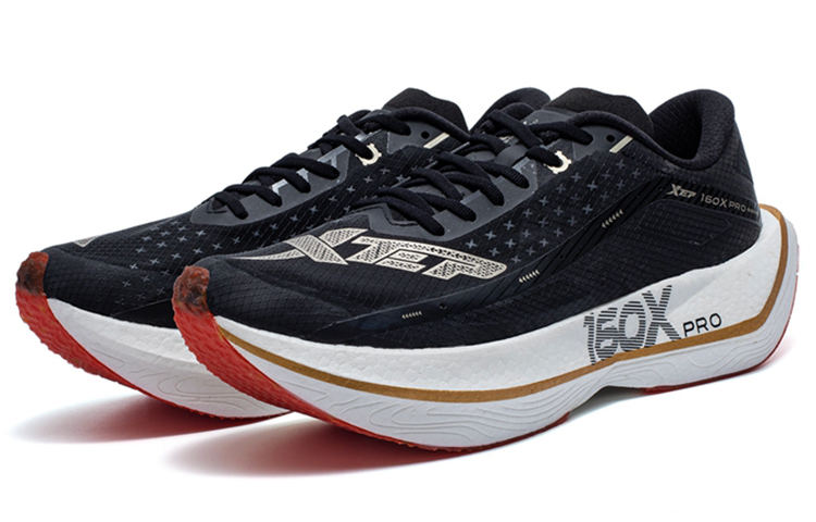 XTEP 160X 2.0 Pro Fabric Cushioning Slip Resistant Abrasion Resistant Breathable Low top Running Shoes Men’s Black