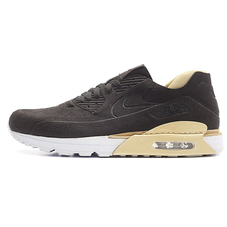 Nike Air Max 90 round toe lace-up fabric synthetic leather low-top running shoes for men and women, black, white and yellow