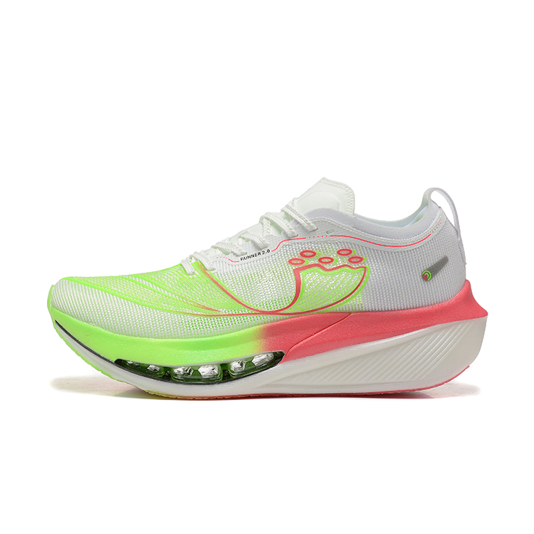DUANGOU Running Shoes Unisex Low Top White Green Pink/Glow In The Dark